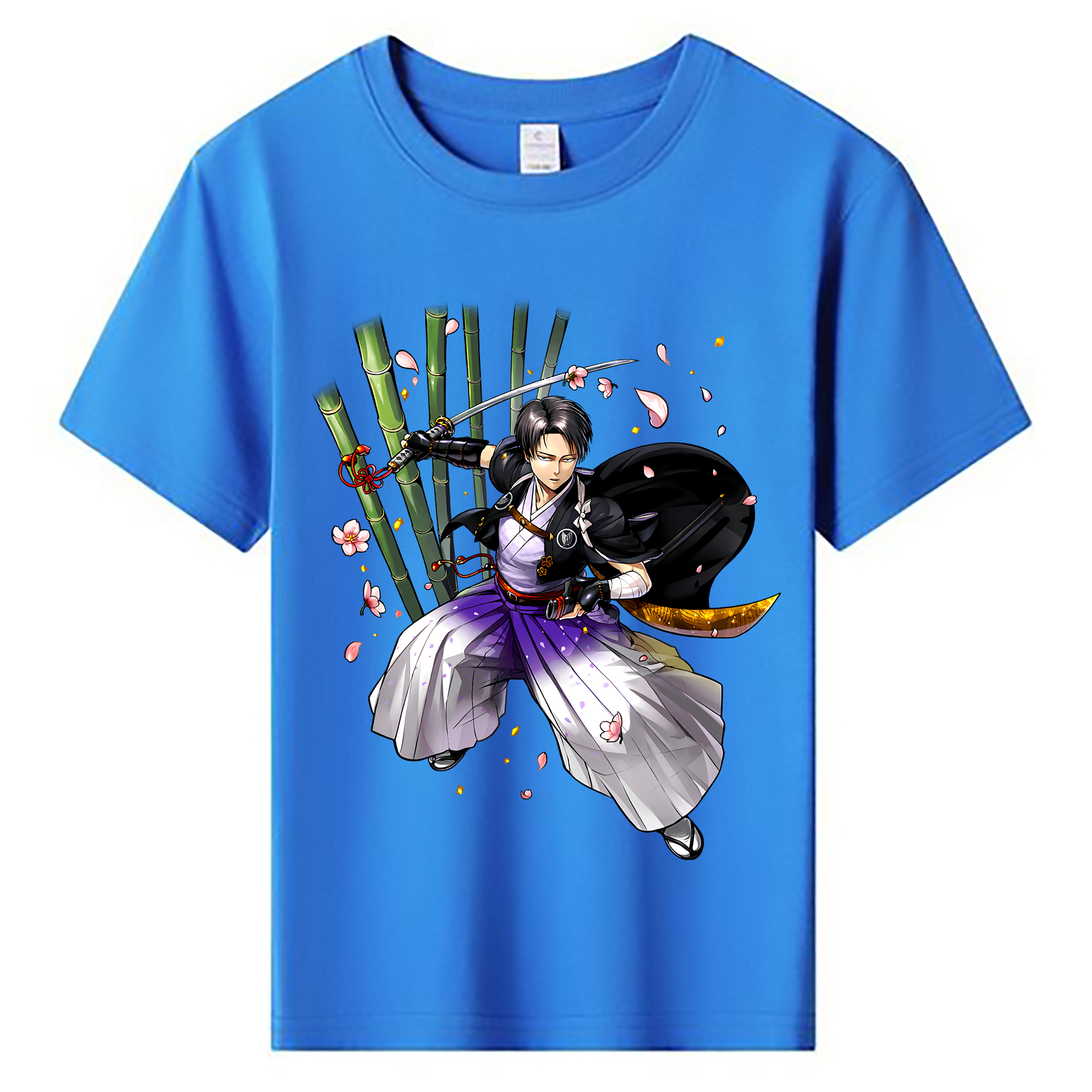 （画像用） 進撃の巨人 リヴァイ·アッカーマン Attack on Titan Levi Ackerman 綿100％キッズTシャツ（フロントプリント）